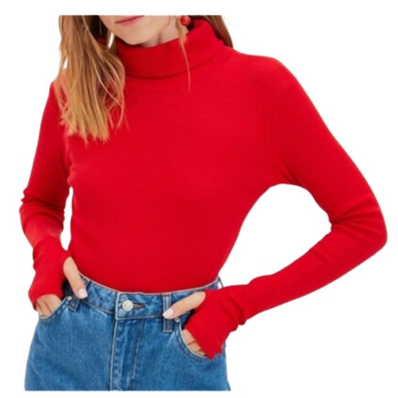 Trendyol Tops - Women High Neck Pure Cotton Top